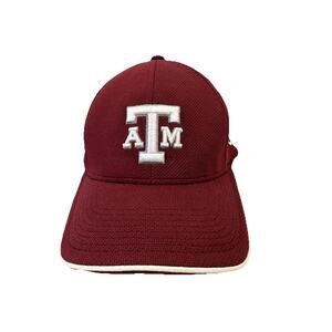 Texas A&M Nike Flex Fit Hat Cap Burgundy, White Lettered Sports Core Embroidered